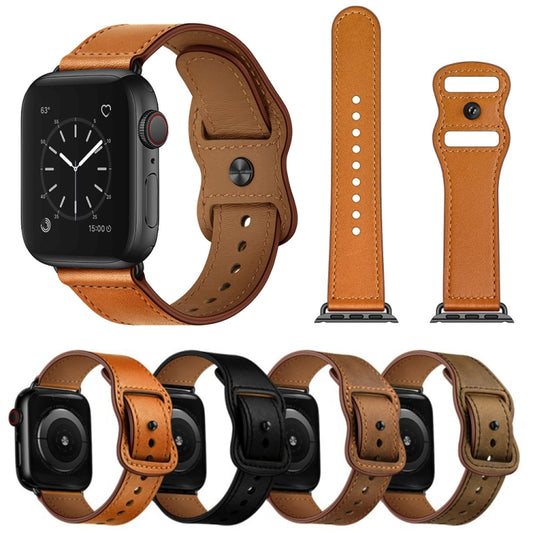 Double Hole Leather Watchband For Apple Watch Series 6 & SE &, 5 & 4 44mm / 3 & 2 & 1 42mm, 5 & 4 40mm / 3 & 2 & 1 38mm