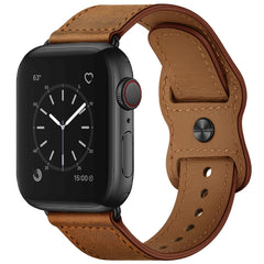 Double Hole Leather Watchband For Apple Watch Series 6 & SE &, 5 & 4 44mm / 3 & 2 & 1 42mm, 5 & 4 40mm / 3 & 2 & 1 38mm