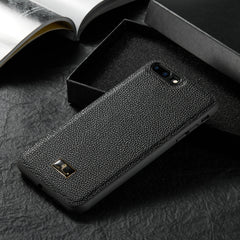 Fierre Shann Leather Texture Phone Back Cover Case, For iPhone SE 2022 / SE 2020 / 8 / 7, For iPhone 8 Plus / 7 Plus, For iPhone XS / X, For iPhone XR, For iPhone XS Max, For iPhone 11