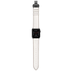 Genuine Leather + Butterfly Black Buckle Replacement Watchbands For Apple Watch Series 6 & SE & 5 & 4 40mm / 3 & 2 & 1 38mm