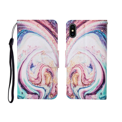Painted Pattern Horizontal Flip Leathe Case, For iPhone X