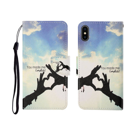 Painted Pattern Horizontal Flip Leathe Case, For iPhone X