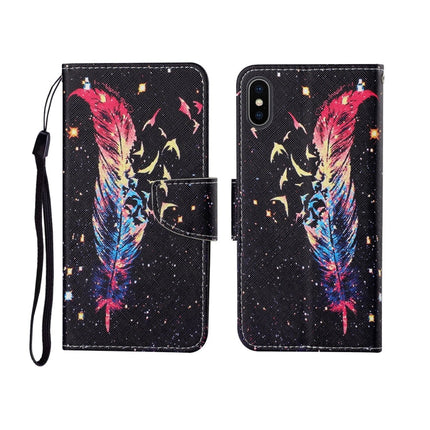 Painted Pattern Horizontal Flip Leathe Case, For iPhone X