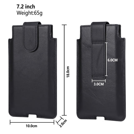 Universal Cow Leather Vertical Mobile Phone Leather Case Waist Bag For 7.2 inch and Below Phones, For 7.2 inch and Below Phones