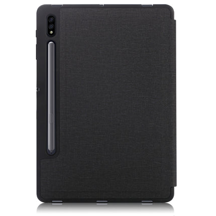 Cloth Texture Multi-folding Horizontal Flip PU Leather Shockproof Case with Holder & Sleep / Wake-up Function, For Samsung Galaxy Tab S8+ / Tab S8 Plus /  Tab S7 FE / Tab S7+ T970 / T975, For Samsung Galaxy Tab S8 / Galaxy Tab S7 T870                  ...