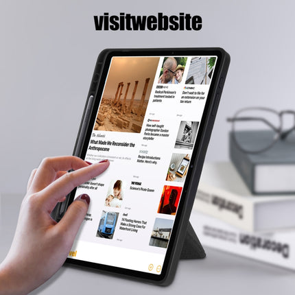 Cloth Texture Multi-folding Horizontal Flip PU Leather Shockproof Case with Holder & Sleep / Wake-up Function, For Samsung Galaxy Tab S8+ / Tab S8 Plus /  Tab S7 FE / Tab S7+ T970 / T975, For Samsung Galaxy Tab S8 / Galaxy Tab S7 T870������������������...