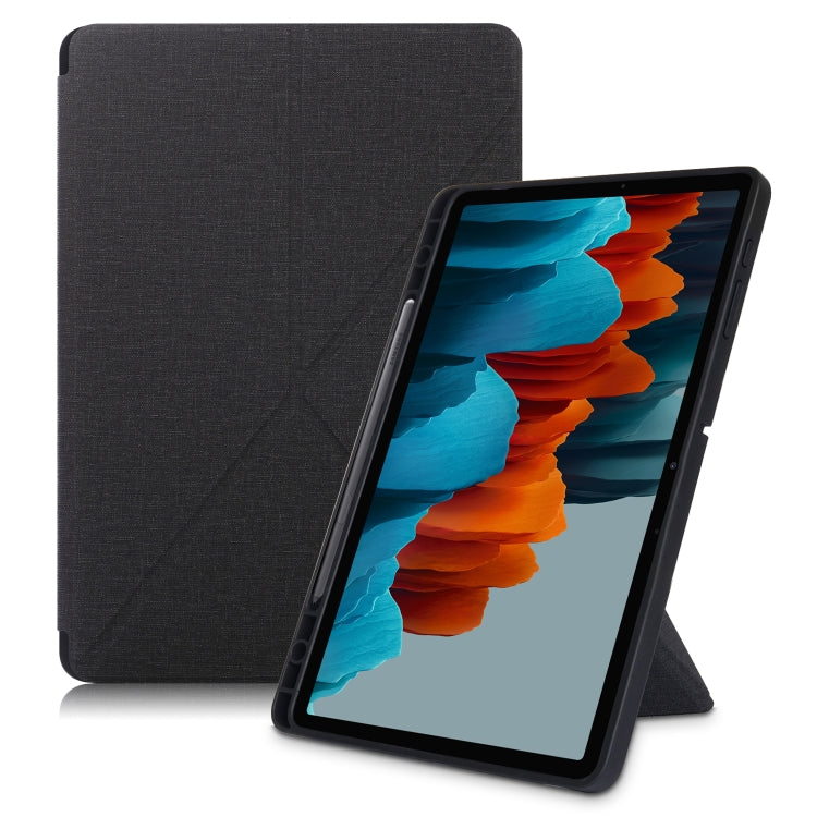 Cloth Texture Multi-folding Horizontal Flip PU Leather Shockproof Case with Holder & Sleep / Wake-up Function, For Samsung Galaxy Tab S8+ / Tab S8 Plus /  Tab S7 FE / Tab S7+ T970 / T975, For Samsung Galaxy Tab S8 / Galaxy Tab S7 T870������������������...