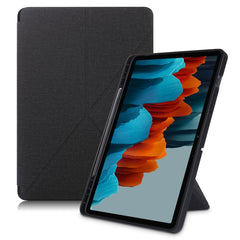 Cloth Texture Multi-folding Horizontal Flip PU Leather Shockproof Case with Holder & Sleep / Wake-up Function, For Samsung Galaxy Tab S8+ / Tab S8 Plus /  Tab S7 FE / Tab S7+ T970 / T975, For Samsung Galaxy Tab S8 / Galaxy Tab S7 T870������������������...