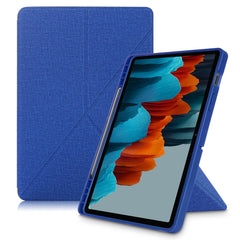 Cloth Texture Multi-folding Horizontal Flip PU Leather Shockproof Case with Holder & Sleep / Wake-up Function, For Samsung Galaxy Tab S8+ / Tab S8 Plus /  Tab S7 FE / Tab S7+ T970 / T975, For Samsung Galaxy Tab S8 / Galaxy Tab S7 T870������������������...