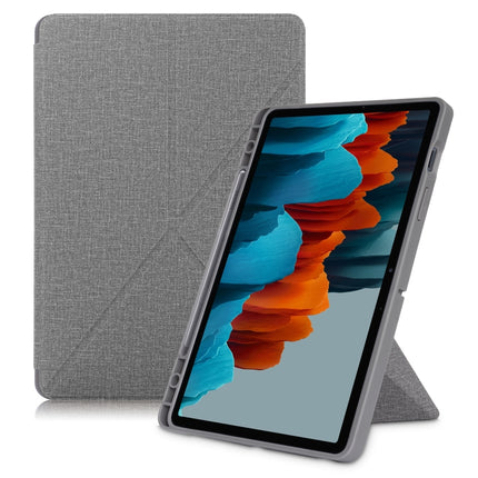 Cloth Texture Multi-folding Horizontal Flip PU Leather Shockproof Case with Holder & Sleep / Wake-up Function, For Samsung Galaxy Tab S8+ / Tab S8 Plus /  Tab S7 FE / Tab S7+ T970 / T975, For Samsung Galaxy Tab S8 / Galaxy Tab S7 T870������������������...