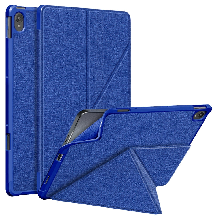 Cloth Texture Multi-folding Horizontal Flip PU Leather Shockproof Case with Holder & Sleep / Wake-up Function, For Samsung Galaxy Tab S8+ / Tab S8 Plus /  Tab S7 FE / Tab S7+ T970 / T975, For Samsung Galaxy Tab S8 / Galaxy Tab S7 T870