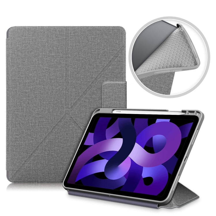 Cloth Texture Multi-folding Horizontal Flip PU Leather Shockproof Case with Holder & Sleep / Wake-up Function, For Samsung Galaxy Tab S8+ / Tab S8 Plus /  Tab S7 FE / Tab S7+ T970 / T975, For Samsung Galaxy Tab S8 / Galaxy Tab S7 T870