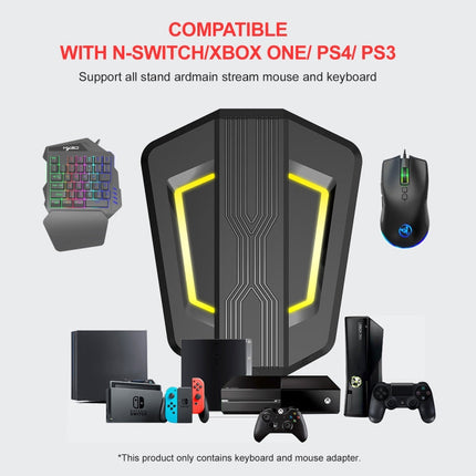 HXSJ P6+V100+A883 Keyboard Mouse Converter + One-handed Keyboard + Gaming Mouse Set, P6+V100+A883