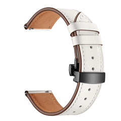 20mm Universal Butterfly Buckle Leather Replacement Strap Watchband, Black Buckle, Rose Gold Buckle, Silver Buckle