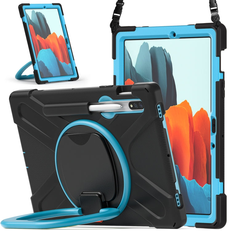 Silicone + PC Protective Case with Holder & Shoulder Strap, For Samsung Galaxy Tab S8 / Galaxy Tab S7 T870 / T875, For Samsung Galaxy Tab A7 10.4 (2020) T500 / T505