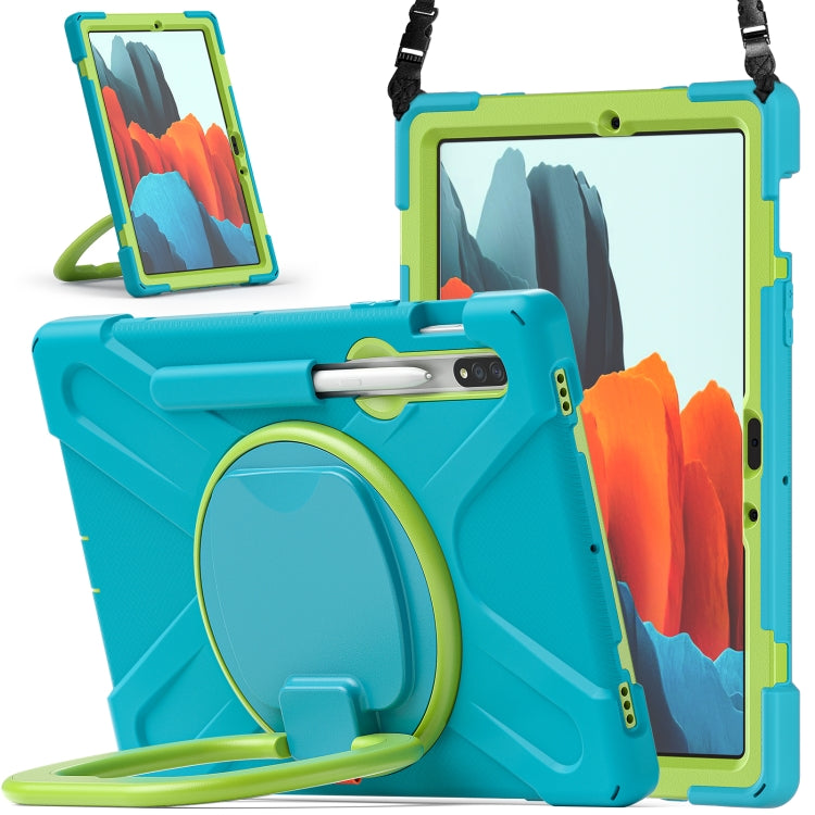 Silicone + PC Protective Case with Holder & Shoulder Strap, For Samsung Galaxy Tab S8 / Galaxy Tab S7 T870 / T875, For Samsung Galaxy Tab A7 10.4 (2020) T500 / T505