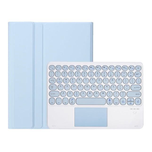 YT098B-A Detachable Candy Color Skin Feel Texture Round Keycap Bluetooth Keyboard Leather Case with Touch Control For iPad Air 11 2024 / 2025 / Air 4 10.9 2020 / Air 5 10.9 2022 (Purple)������������������������������������������������������������������...