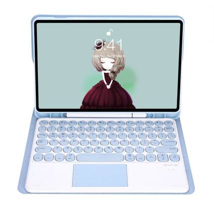 YT098B-A Detachable Candy Color Skin Feel Texture Round Keycap Bluetooth Keyboard Leather Case with Touch Control For iPad Air 11 2024 / 2025 / Air 4 10.9 2020 / Air 5 10.9 2022 (Purple)������������������������������������������������������������������...