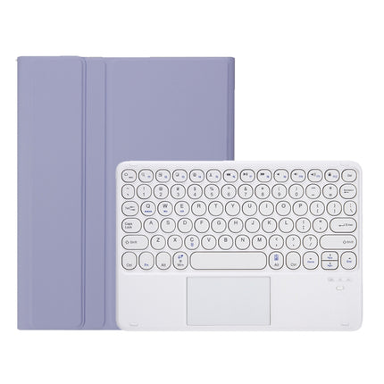 YT098B-A Detachable Candy Color Skin Feel Texture Round Keycap Bluetooth Keyboard Leather Case with Touch Control For iPad Air 11 2024 / 2025 / Air 4 10.9 2020 / Air 5 10.9 2022 (Purple)                                                                  ...