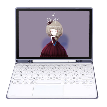 YT098B-A Detachable Candy Color Skin Feel Texture Round Keycap Bluetooth Keyboard Leather Case with Touch Control For iPad Air 11 2024 / 2025 / Air 4 10.9 2020 / Air 5 10.9 2022 (Purple)                                                                  ...