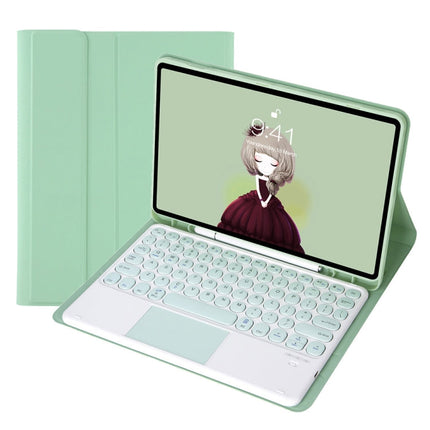 YT098B-A Detachable Candy Color Skin Feel Texture Round Keycap Bluetooth Keyboard Leather Case with Touch Control For iPad Air 11 2024 / 2025 / Air 4 10.9 2020 / Air 5 10.9 2022 (Purple)������������������������������������������������������������������...