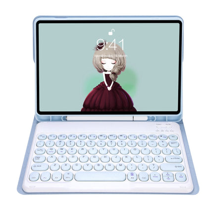 YT11B Detachable Candy Color Skin Feel Texture Round Keycap Bluetooth Keyboard Leather Case For iPad Air 4 2020 / Air 5 2022 / Pro 11 inch 2022 / 2021 / 2020 / 2018(White Ice), For iPad Air 11 2024 / 2025 / Air 4 10.9 2020 / Air 5 10.9 2022������������...