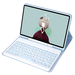 YT11B Detachable Candy Color Skin Feel Texture Round Keycap Bluetooth Keyboard Leather Case For iPad Air 4 2020 / Air 5 2022 / Pro 11 inch 2022 / 2021 / 2020 / 2018(White Ice), For iPad Air 11 2024 / 2025 / Air 4 10.9 2020 / Air 5 10.9 2022������������...