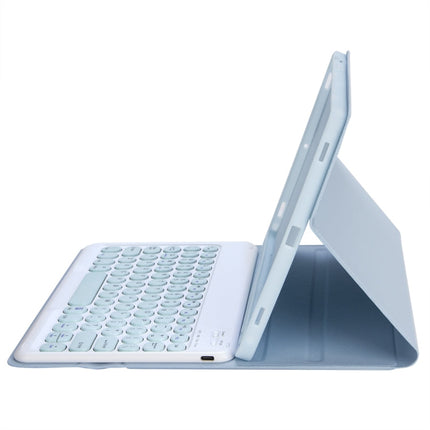 YT11B Detachable Candy Color Skin Feel Texture Round Keycap Bluetooth Keyboard Leather Case For iPad Air 4 2020 / Air 5 2022 / Pro 11 inch 2022 / 2021 / 2020 / 2018(White Ice), For iPad Air 11 2024 / 2025 / Air 4 10.9 2020 / Air 5 10.9 2022������������...