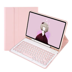 YT11B Detachable Candy Color Skin Feel Texture Round Keycap Bluetooth Keyboard Leather Case For iPad Air 4 2020 / Air 5 2022 / Pro 11 inch 2022 / 2021 / 2020 / 2018(White Ice), For iPad Air 11 2024 / 2025 / Air 4 10.9 2020 / Air 5 10.9 2022������������...