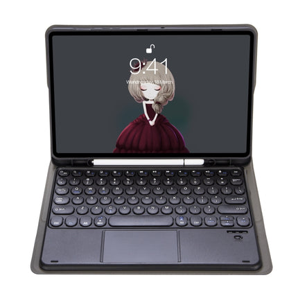 YA098B-A Detachable Lambskin Texture Round Keycap Bluetooth Keyboard Leather Case with Touch Control & Pen Slot & Stand, For iPad Air 5 / 4 10.9 inch 2020 / Pro 11 inch 2020 / 2018, For iPad 10.2 (2020) & (2019) / Air 3 10.5 inch / Pro 10.5 inch       ...