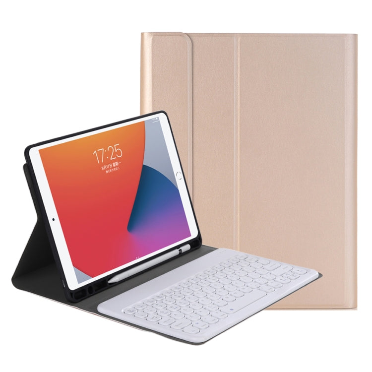 YA098B Detachable Lambskin Texture Round Keycap Bluetooth Keyboard Leather Case with Pen Slot & Stand, For iPad Air 4 10.9 inch (2020) / Pro 11 inch (2020) & (2018), For iPad 10.2 (2020) & (2019) / Air 3 10.5 inch / Pro 10.5 inch