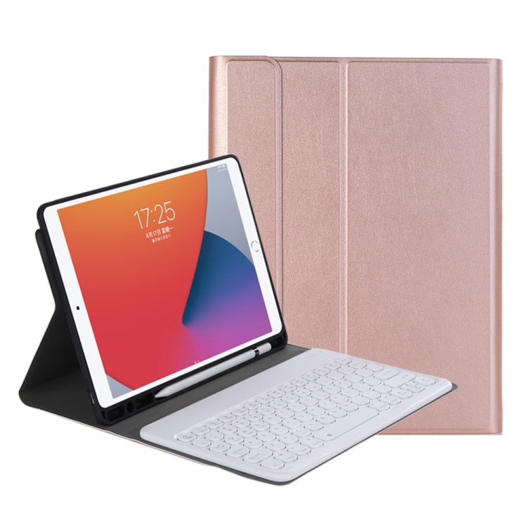 YA098B Detachable Lambskin Texture Round Keycap Bluetooth Keyboard Leather Case with Pen Slot & Stand, For iPad Air 4 10.9 inch (2020) / Pro 11 inch (2020) & (2018), For iPad 10.2 (2020) & (2019) / Air 3 10.5 inch / Pro 10.5 inch