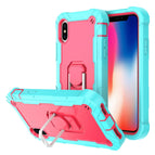 For iPhone XS / X / Mint Green + Rose Red