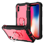 For iPhone XS / X / Black + Rose Red