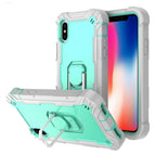 For iPhone XS / X / Grey White + Mint Green