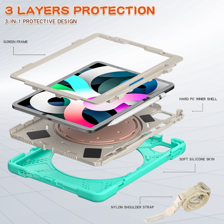 Silicone + PC Protective Case with Holder & Shoulder Strap, For iPad Air 2022 / 2020 10.9, For Samsung Tab A 10.1 (2019) T510/T515