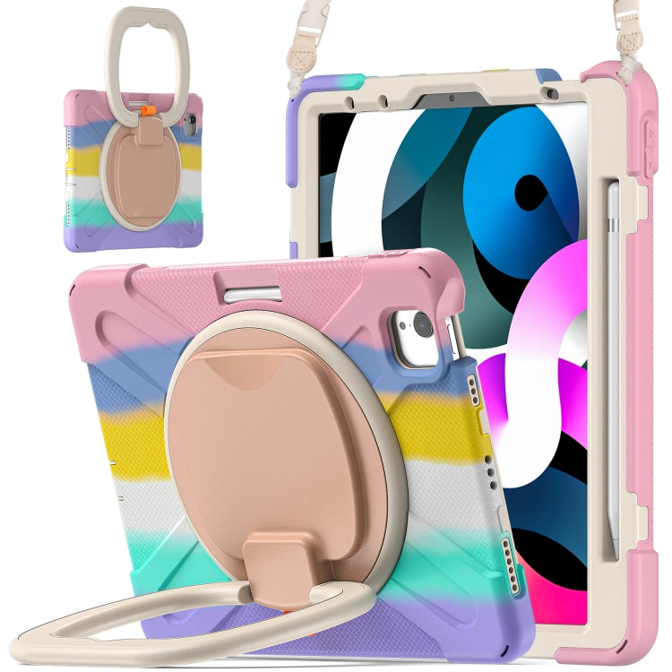 Silicone + PC Protective Case with Holder & Shoulder Strap, For iPad Air 2022 / 2020 10.9, For Samsung Tab A 10.1 (2019) T510/T515