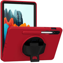 360 Degree Rotation PC + TPU Protective Case with Holder & Hand-strap & Pen Slot, For iPad Air 2022 / Air 2020 10.9, For Samsung Galaxy Tab S8 / Galaxy Tab S7 11 inch T870/T875