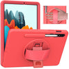 360 Degree Rotation PC + TPU Protective Case with Holder & Hand-strap & Pen Slot, For iPad Air 2022 / Air 2020 10.9, For Samsung Galaxy Tab S8 / Galaxy Tab S7 11 inch T870/T875