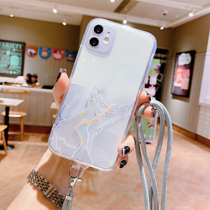 Hollow Marble Pattern TPU Shockproof Protective Case with Neck Strap Rope, For iPhone XS / X, For iPhone XR, For iPhone XS Max, For iPhone 11