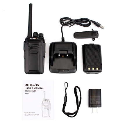 RETEVIS RT27 2W US Frequency 462.5500MHz-467.7125MHz 22CHS FRS Two Way Radio Handheld Walkie Talkie, US Plug, RT27, US Plug