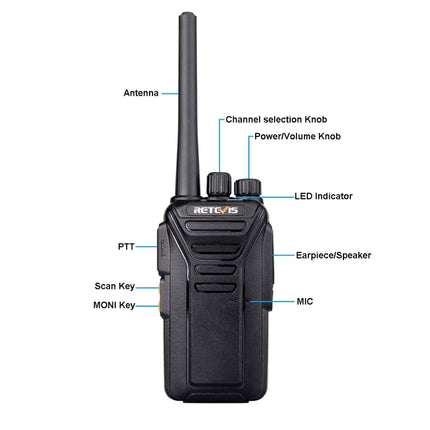 RETEVIS RT27 2W US Frequency 462.5500MHz-467.7125MHz 22CHS FRS Two Way Radio Handheld Walkie Talkie, US Plug, RT27, US Plug