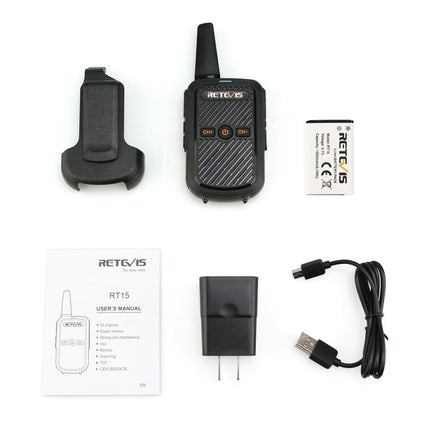 RETEVIS RT15 400-470MHz 16CHS Mini Two Way Radio Walkie Talkie, EU Plug, RT15
