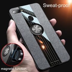 XINLI Stitching Cloth Textue Shockproof TPU Protective Case with Ring Holder, For OPPO A7X / F9, For OPPO A57, For OPPO A59, For OPPO A73
