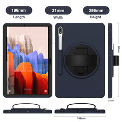 360 Degree Rotation PC + TPU Protective Case with Holder & Hand-strap & Pen Slot, For Samsung Galaxy Tab S8+ / Tab S8 Plus /  Tab S7 FE / Tab S7+ SM-T970