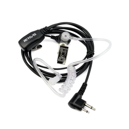 RETEVIS C9025 M 2 Pin PTT Air guide Noise Reduction Covert Acoustic Tube Earphone Microphone, C9025