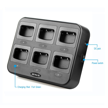 RETEVIS RTC777 Six-Way Walkie Talkie Charger for Retevis H777,, RTC777 EU Plug, RTC777 UK Plug, RTC777 AU Plug, RTC777 US Plug