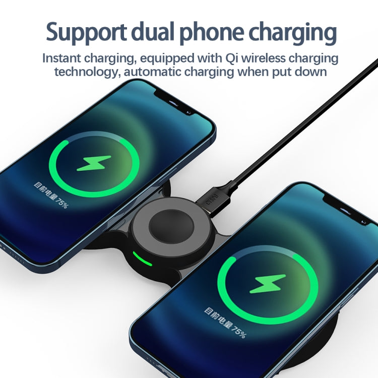 H20 15W QI Standard 3 in 1 Planar Figure-8-shaped Magnetic Wireless Charger for Phones & Apple Watch & AirPods