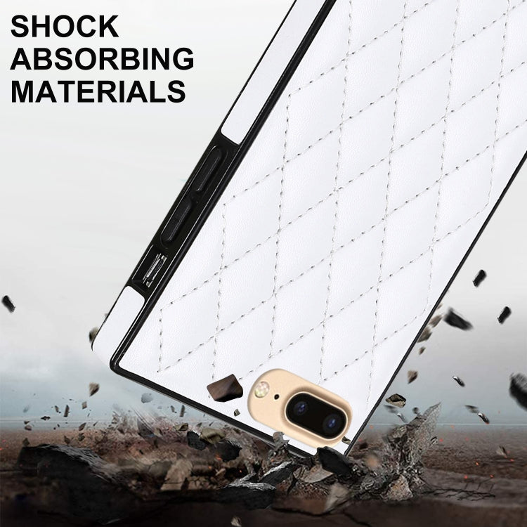 Elegant Rhombic Pattern Microfiber Leather +TPU Shockproof Case with Crossbody Strap Chain, For iPhone SE 2022 / SE 2020 / 8 / 7, For iPhone 8 Plus / 7 Plus, For iPhone X / XS, For iPhone XR, For iPhone XS Max