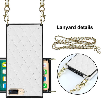 Elegant Rhombic Pattern Microfiber Leather +TPU Shockproof Case with Crossbody Strap Chain, For iPhone SE 2022 / SE 2020 / 8 / 7, For iPhone 8 Plus / 7 Plus, For iPhone X / XS, For iPhone XR